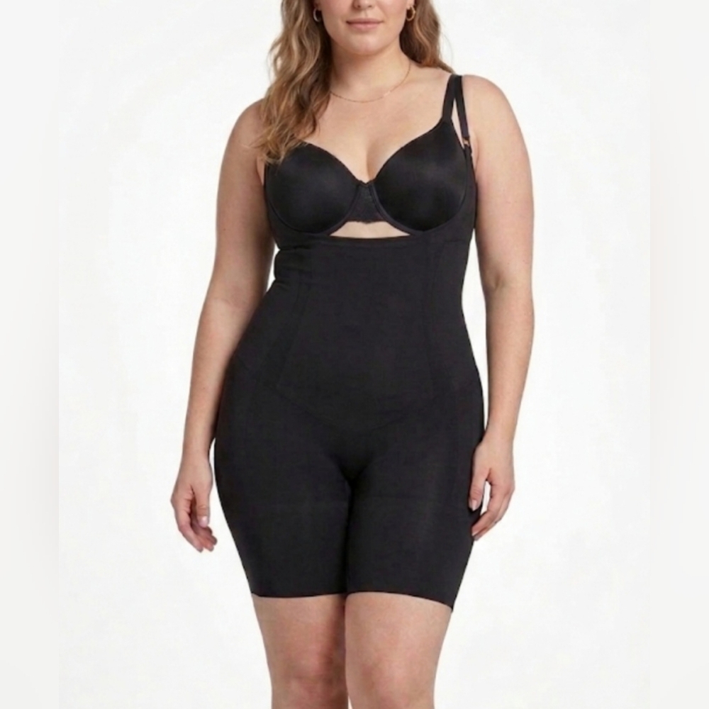 ✨️NWT SPANX OnCore Open Bust Mid-Thigh Shapewear Bodysuit - Black ✨️Size 2X